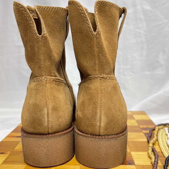 Lucky Brand Rhetty Soft Suede Leather Mid High Carmel Booties - NWOT! Si… - Picture 15 of 17